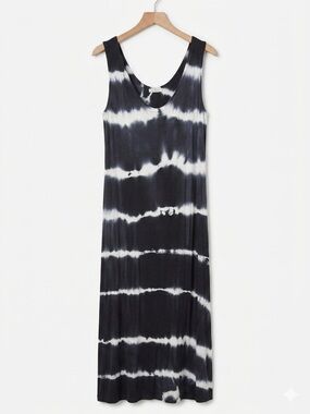 Aquavita sleeveless Navy and White Tie-Dye Maxi Dress size XS